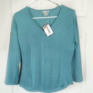 Lauren Hansen Turquoise V-Neck Long Sleeve Women’s Sweater‎ Sz M